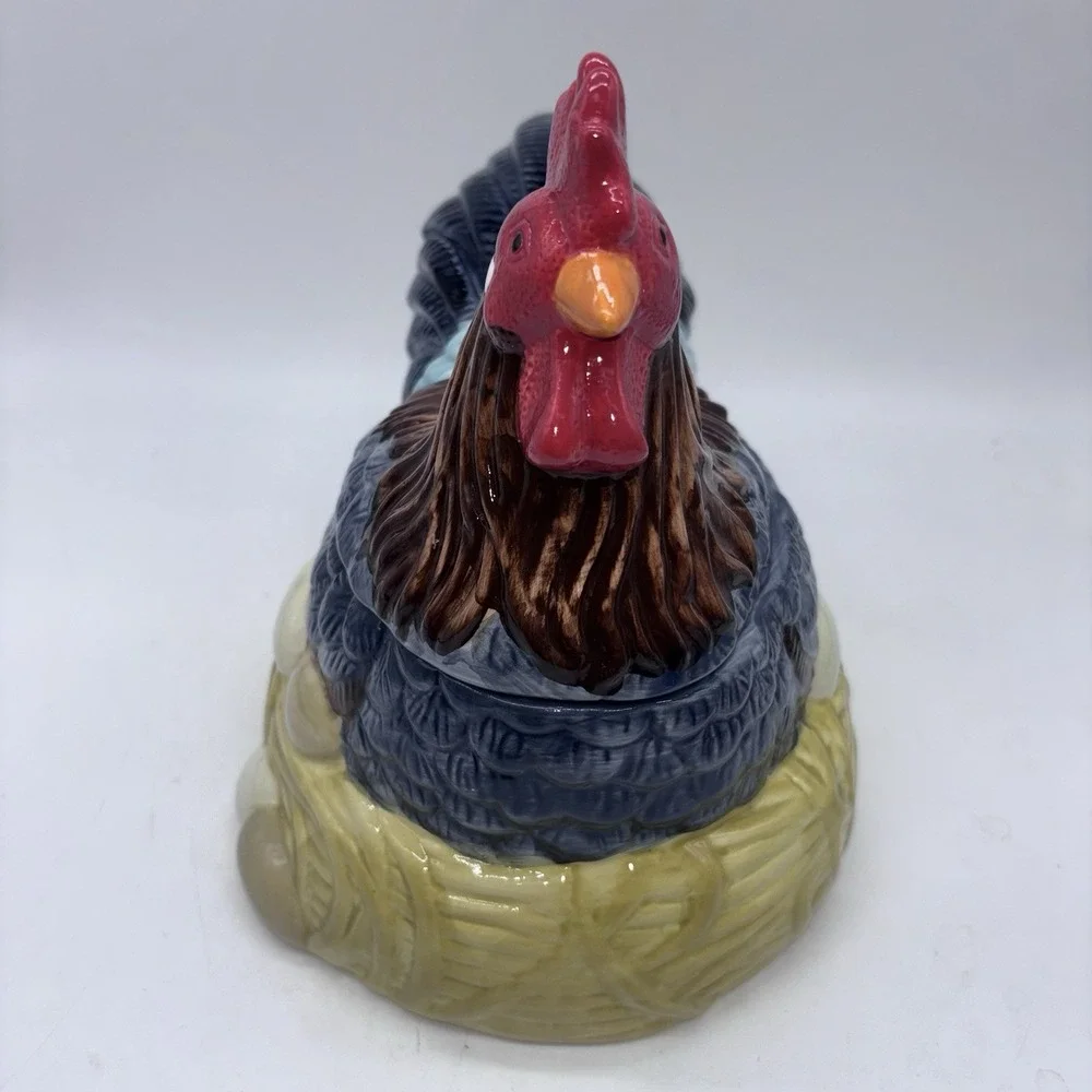 Rooster Chicken on Nest Ceramic Cookie Jar Large Farmhouse Boston Warehouse